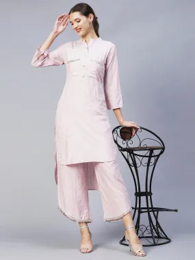 Ethnic Embroidered Co-ord Set - Light Pink Ethnic Embroidered Co-ord Set - Light Pink