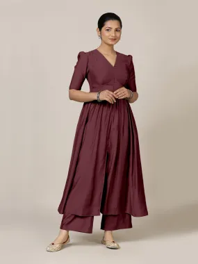 Faiza x Rozaana | A Line Kurta in Deep Maroon with Thread Work | Coords or Only Kurta