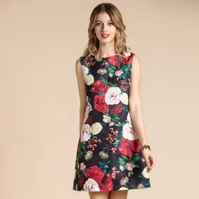 Fashion Runway Floral Print Beading Vintage Mini Short Dress Fashion Runway Floral Print Beading Vintage Mini Short Dress