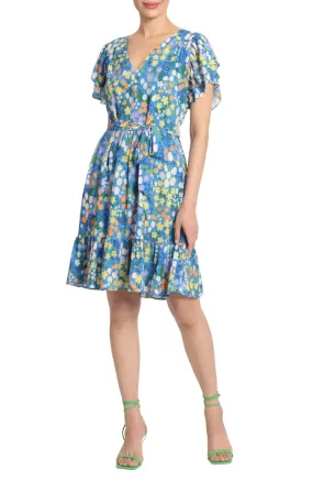 Floral Crepe Flutter Sleeve Dress Floral Crepe Flutter Sleeve Dress