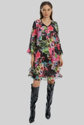 Flower Print Wave Hem Dress Flower Print Wave Hem Dress