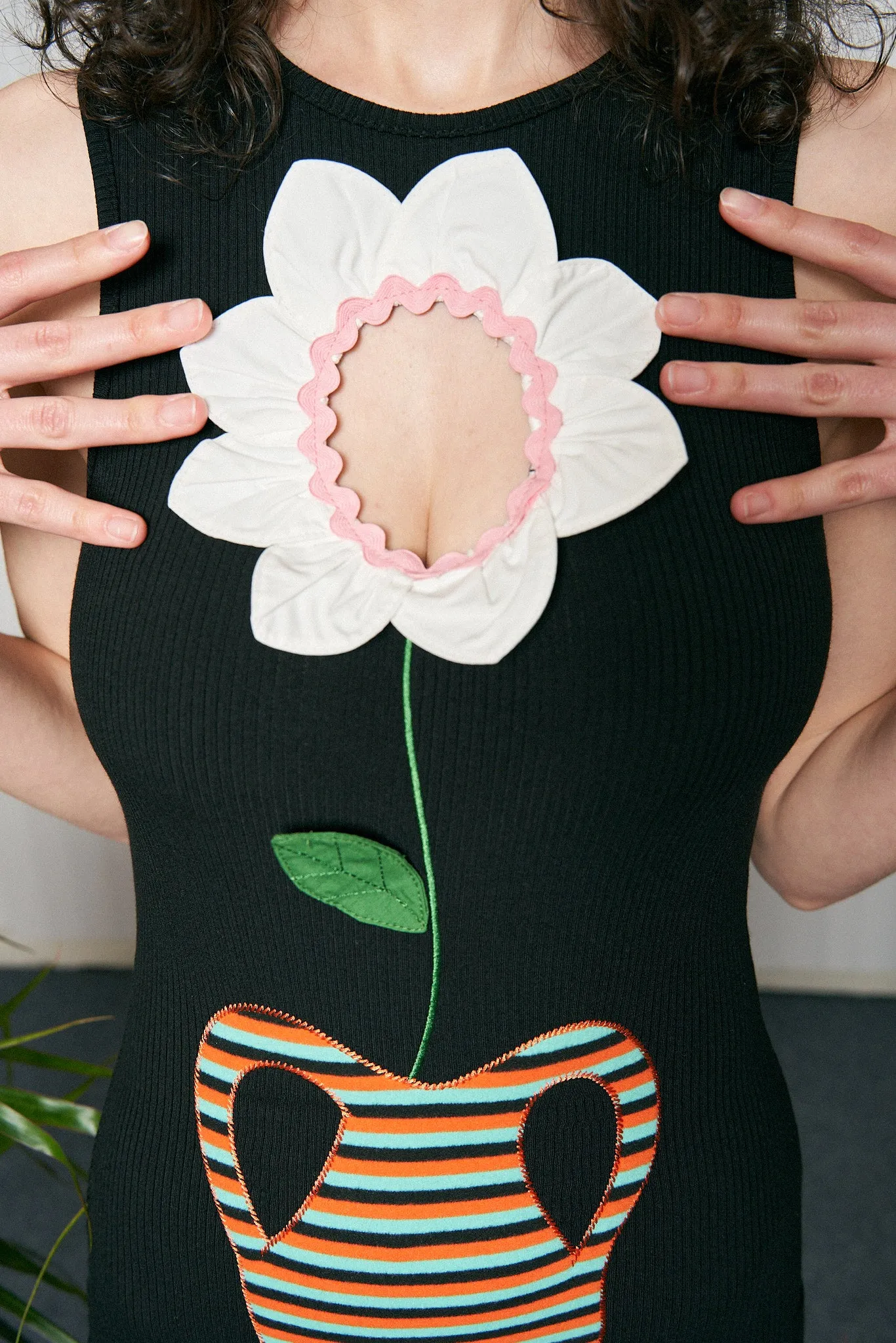 Flower Vase Black Tencel Dress