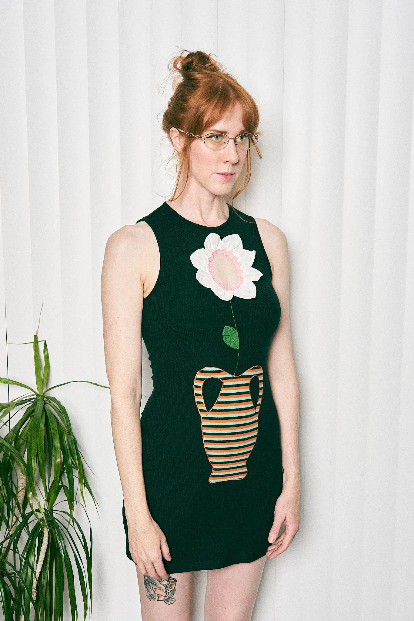 Flower Vase Black Tencel Dress