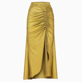 Glitter High Waist Ruched Detail Front Split High Low Sarong Cover Up Glitter High Waist Ruched Detail Front Split High Low Sarong Cover Up