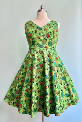 Green Bug V-Neck Dress by Eva Rose Green Bug V-Neck Dress by Eva Rose