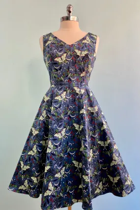 Green Nocturnal Moth V-Neck Dress by Eva Rose Green Nocturnal Moth V-Neck Dress by Eva Rose