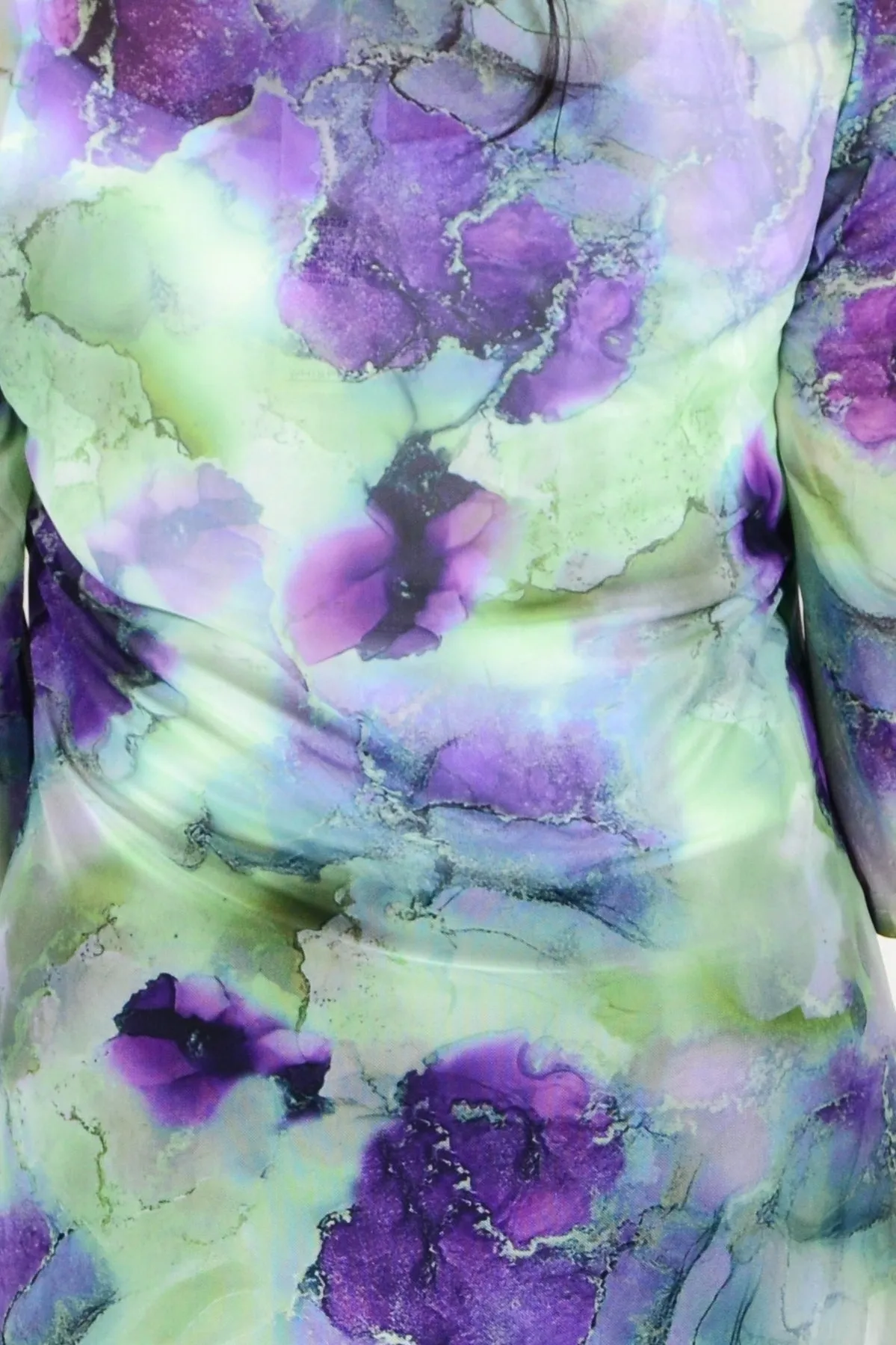 Green Purple Mesh Ladies Tunic Top