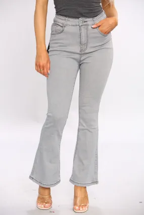 Grey High Waist Flare Jeans Grey High Waist Flare Jeans