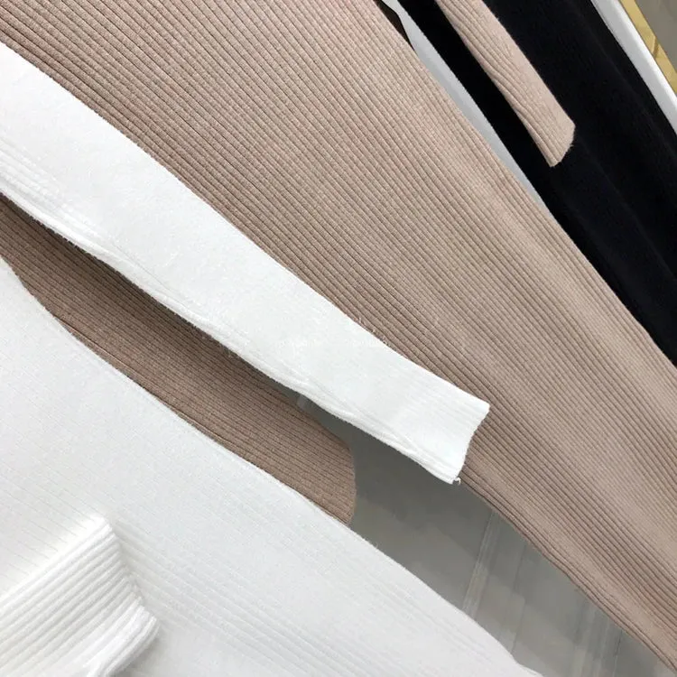 H Han Queen Knitted Turtleneck Sweater Bodycon Dress Bottoming Women Soft Elastic Autumn Winter Midi Party Dresses With Belt