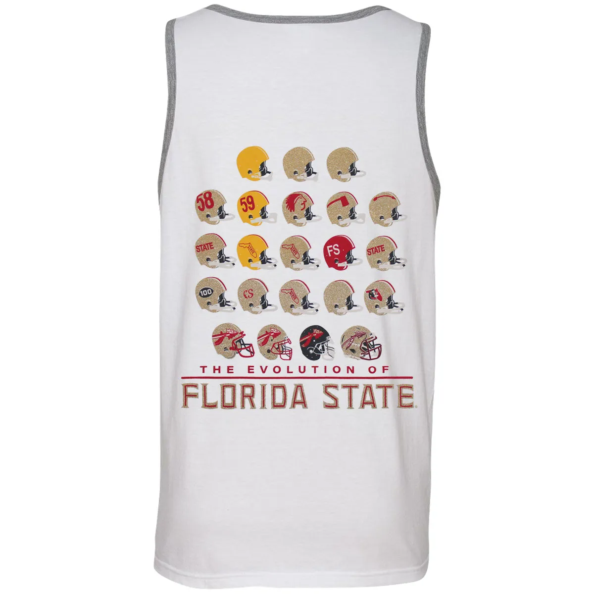 Image One Adult/Unisex Vault Seminole Head Evolution of Helmets Design Tank - White