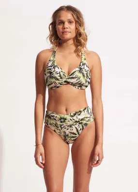 Island In The Sun High Waist Wrap Front Pant - Avocado Island In The Sun High Waist Wrap Front Pant - Avocado