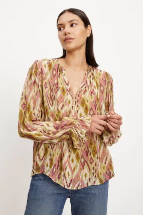 KATHY PRINTED V-NECK BLOUSE KATHY PRINTED V-NECK BLOUSE