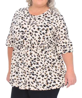 Ladies Animal Print Babydoll Top Ladies Animal Print Babydoll Top
