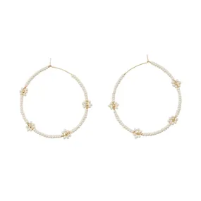 Large Floral Hoops - PEARL Large Floral Hoops - PEARL