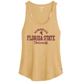 League Women's Seminoles/Florida State University Unconquered Silhouette Design Tri-blend Tank - Heather Gold League Women's Seminoles/Florida State University Unconquered Silhouette Design Tri-blend Tank - Heather Gold