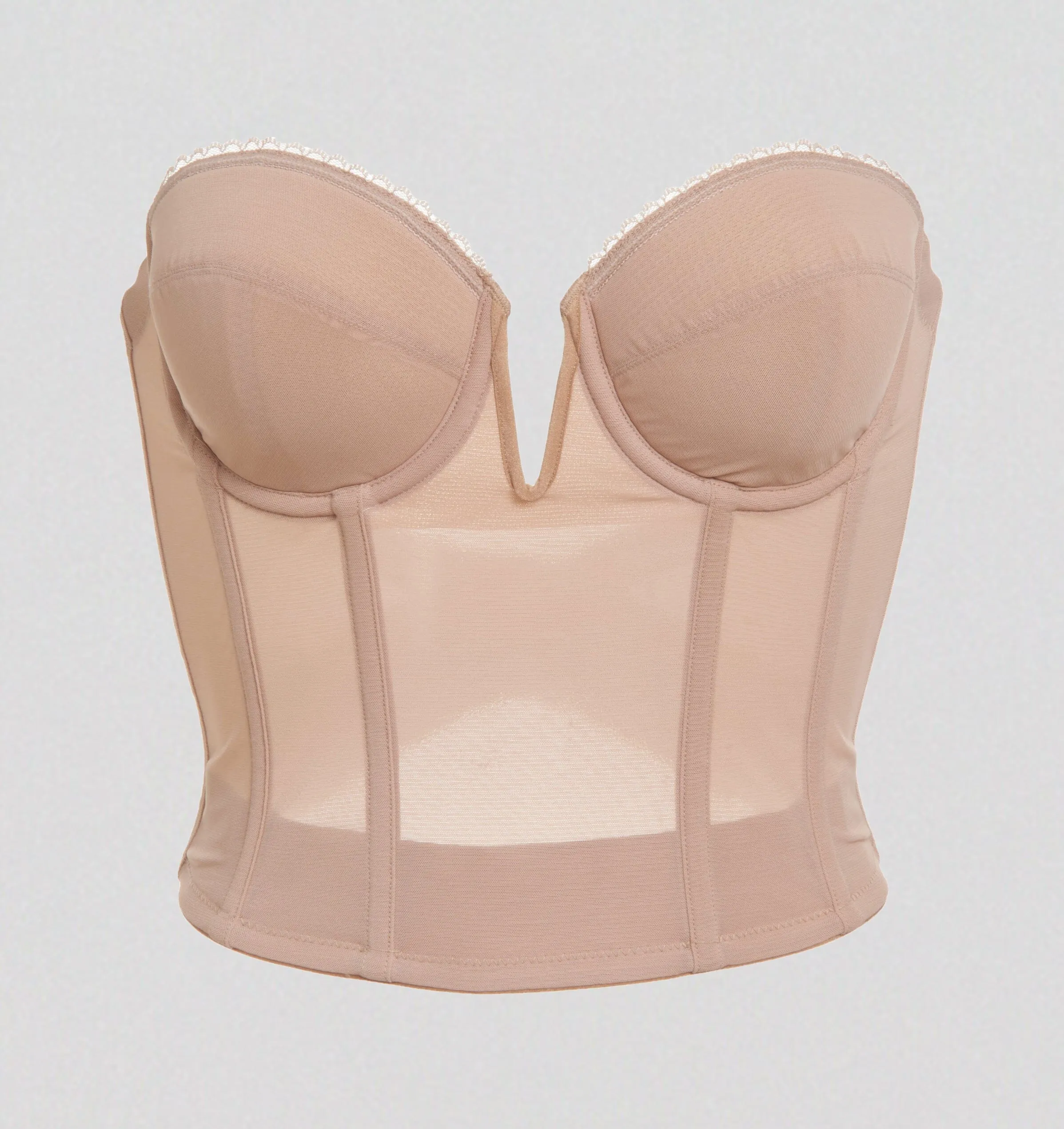 Longline V front bustier  [Beige]