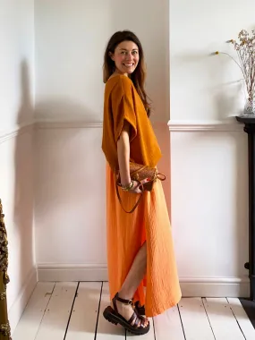Lulu Organic Cotton Skirt in Apricot by HANNAH BEAUMONT Lulu Organic Cotton Skirt in Apricot by HANNAH BEAUMONT