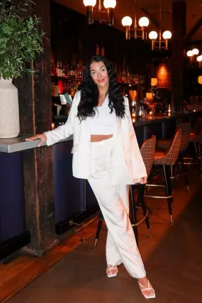 Madison White Satin Trousers Madison White Satin Trousers