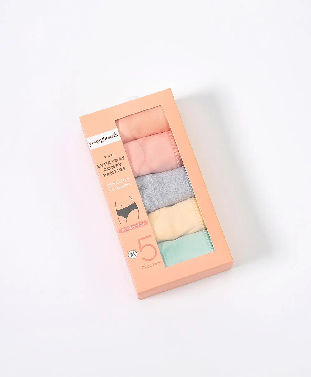 Mellow Peach Cotton 5-pack Midi Panties