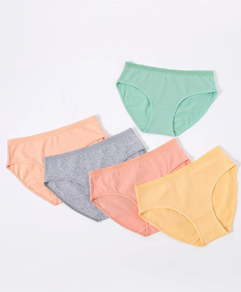 Mellow Peach Cotton 5-pack Midi Panties