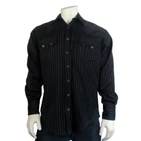Men's Black & Red Rayon Stripe Western Shirt Men's Black & Red Rayon Stripe Western Shirt