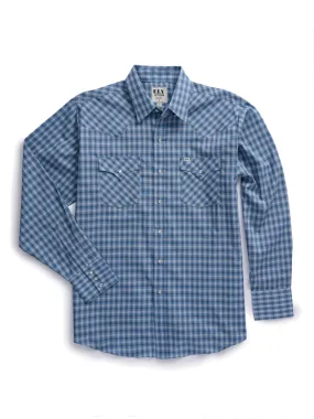 Men's Ely Cattleman Long Sleeve Classic Check Western Snap Shirt- Blue & Black Men's Ely Cattleman Long Sleeve Classic Check Western Snap Shirt- Blue & Black