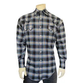 Men's Plush Flannel Black & Grey Plaid Western Shirt Men's Plush Flannel Black & Grey Plaid Western Shirt
