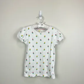 Mini Boden Short Sleeve White Pointelle Top White Flowers 8-9 Mini Boden Short Sleeve White Pointelle Top White Flowers 8-9
