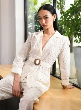 Mulmul Cotton Bergenia Off White Top With Bergenia Off White Pant Mulmul Cotton Bergenia Off White Top With Bergenia Off White Pant
