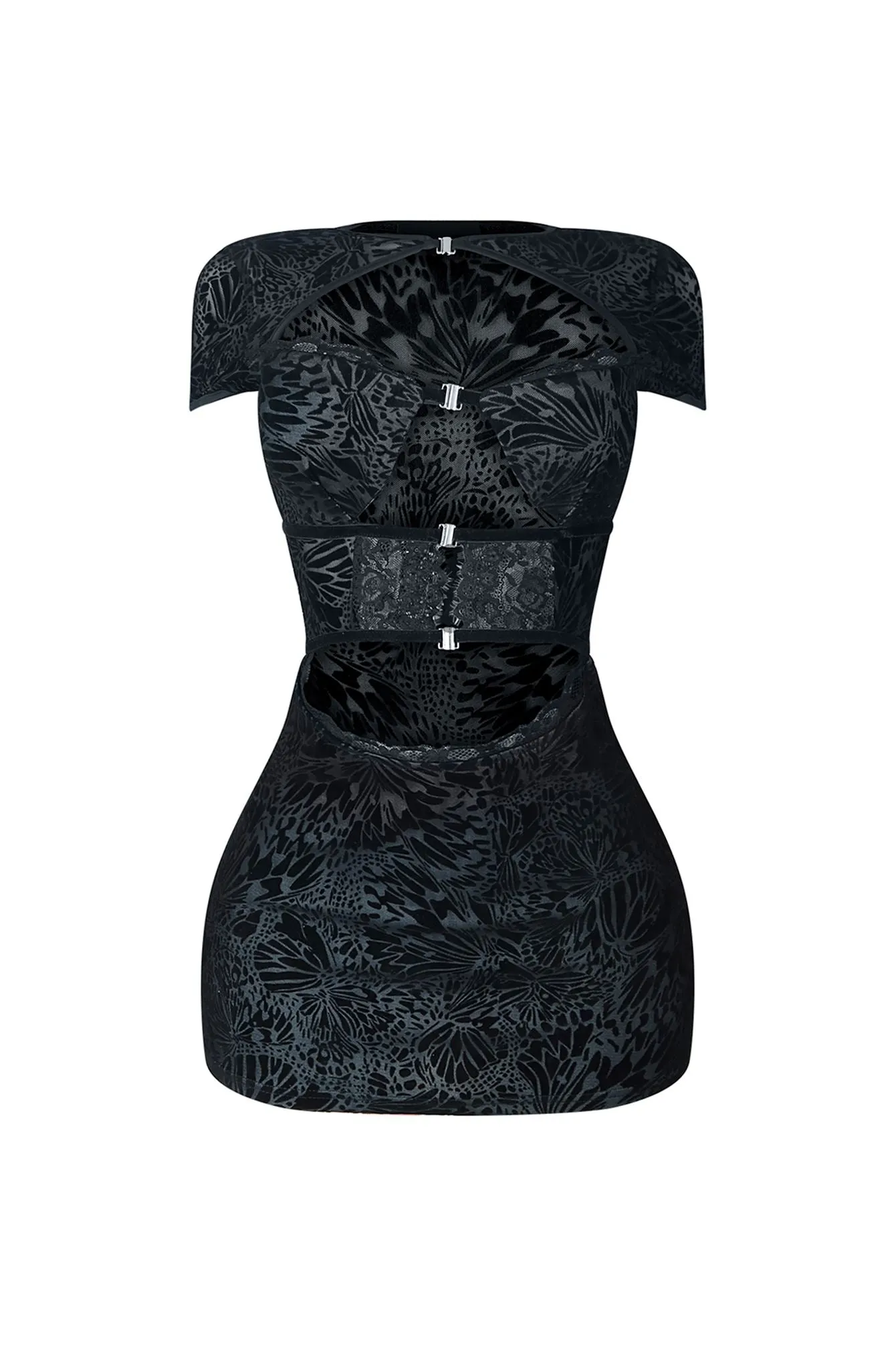 Night Guide Burnout Lace Trim Dress