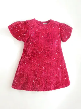 Party wear Grey Cotton Blend and Half Sleeves with Zipper Closure Fit & Flared Sequin Dress For Girls Party wear Grey Cotton Blend and Half Sleeves with Zipper Closure Fit & Flared Sequin Dress For Girls