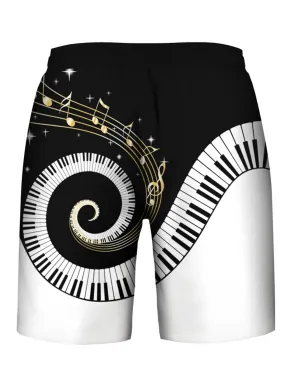 Piano Key Printed Sleeveless Hoodies Tank Top and Shorts Piano Key Printed Sleeveless Hoodies Tank Top and Shorts