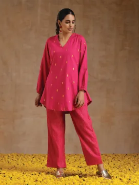 Pink Gold Cotton Short Co-Ord Set Pink Gold Cotton Short Co-Ord Set