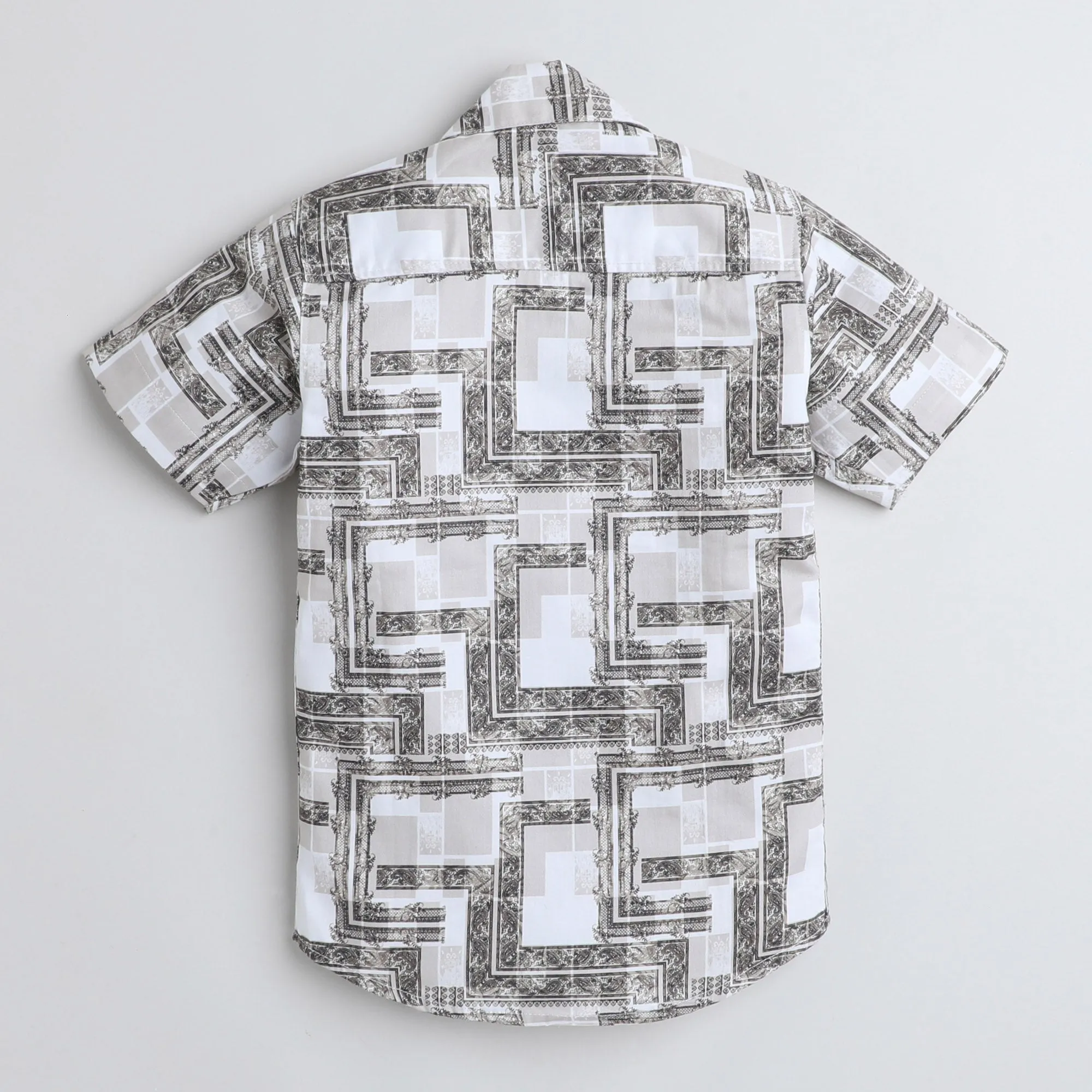 Polka Tots Cotton Half Sleeves Shirt With Shorts, Co-ord Set All Over Print - White & Black