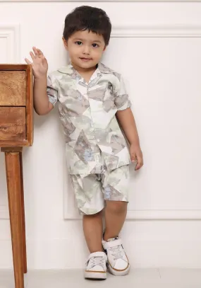 Polka Tots Cotton Half Sleeves Shirt With Shorts/Co-ord - White Polka Tots Cotton Half Sleeves Shirt With Shorts/Co-ord - White