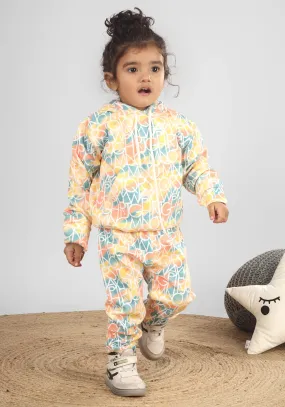 Polka Tots Full sleeve Alphabet Print Co-ord Set - Yellow Polka Tots Full sleeve Alphabet Print Co-ord Set - Yellow