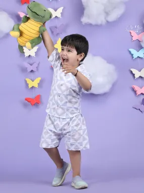 Polka Tots Half Sleeves Co-ord Shorts - Purple Polka Tots Half Sleeves Co-ord Shorts - Purple