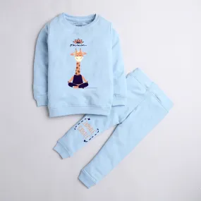 Polka tots om yoga inhale exhale print full sleeve tshirt with lounge pant set - sky blue Polka tots om yoga inhale exhale print full sleeve tshirt with lounge pant set - sky blue