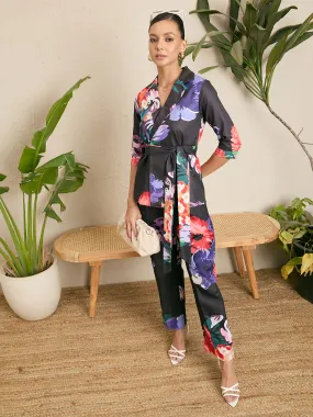 Printed Linen 2 Piece Jacket and Pants Set Printed Linen 2 Piece Jacket and Pants Set