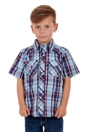 Pure Western- Boys Logan Shirt- Navy/Red Pure Western- Boys Logan Shirt- Navy/Red