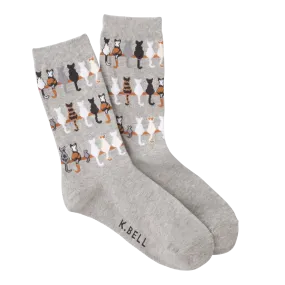 "Cat Tails" Crew Socks by K Bell-Medium "Cat Tails" Crew Socks by K Bell-Medium