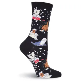 "Dog Bath" Crew Socks by K Bell-Medium "Dog Bath" Crew Socks by K Bell-Medium