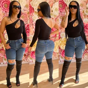 Shoulder Off  View Action Bodysuit ( Black) Shoulder Off  View Action Bodysuit ( Black)