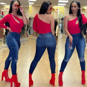 Shoulder Off View Action Bodysuit ( Red) Shoulder Off View Action Bodysuit ( Red)