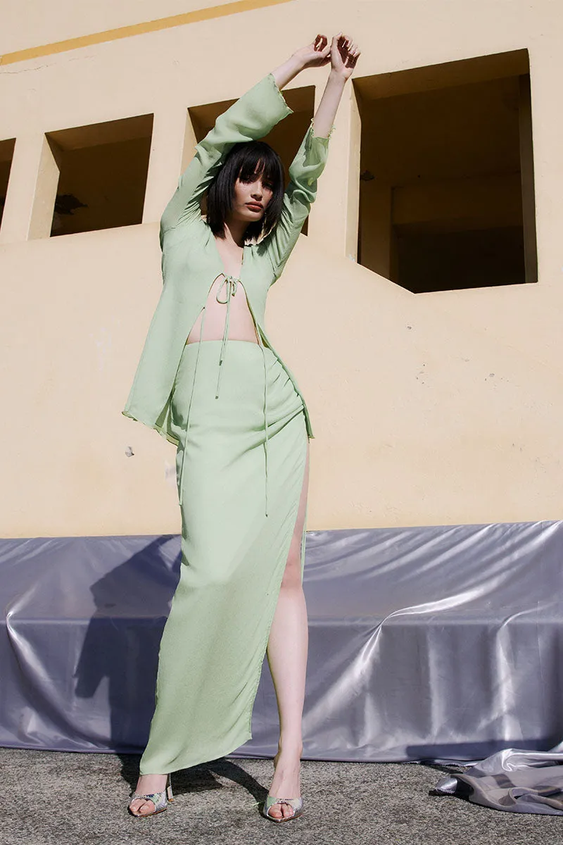 Tanya Rouched Skirt - Celery