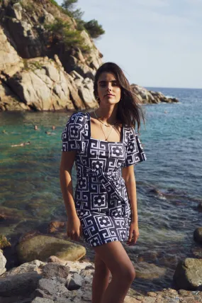 The Pearl Dress - Flower Maze Navy The Pearl Dress - Flower Maze Navy