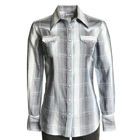 Women's Classic Slate Blue Ombre Stripe Sawtooth Western Shirt Women's Classic Slate Blue Ombre Stripe Sawtooth Western Shirt