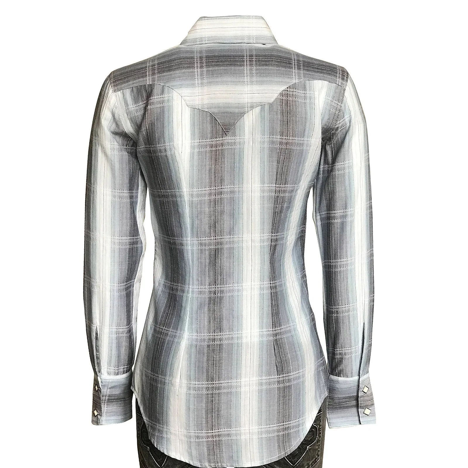 Women's Classic Slate Blue Ombre Stripe Sawtooth Western Shirt
