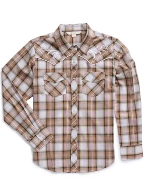 Women's Ely Cattleman Plaid Western Snap Shirt with Floral Embroidery Women's Ely Cattleman Plaid Western Snap Shirt with Floral Embroidery