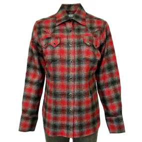 Women's Plush Red & Grey Plaid Flannel Western Shirt Women's Plush Red & Grey Plaid Flannel Western Shirt